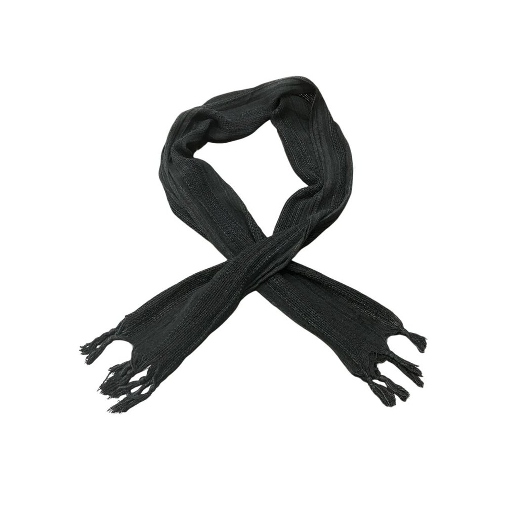 Echo Black Knit Scarf With Fringe